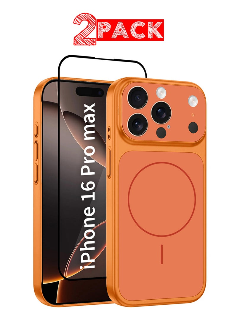 MARGOUN Magnetic Upgrade Case for iPhone 16 Pro Max – Convert to 17 Pro Max Look - Wireless Charging Support Case with Screen Protector Cosmic Orange-2 - Image 1