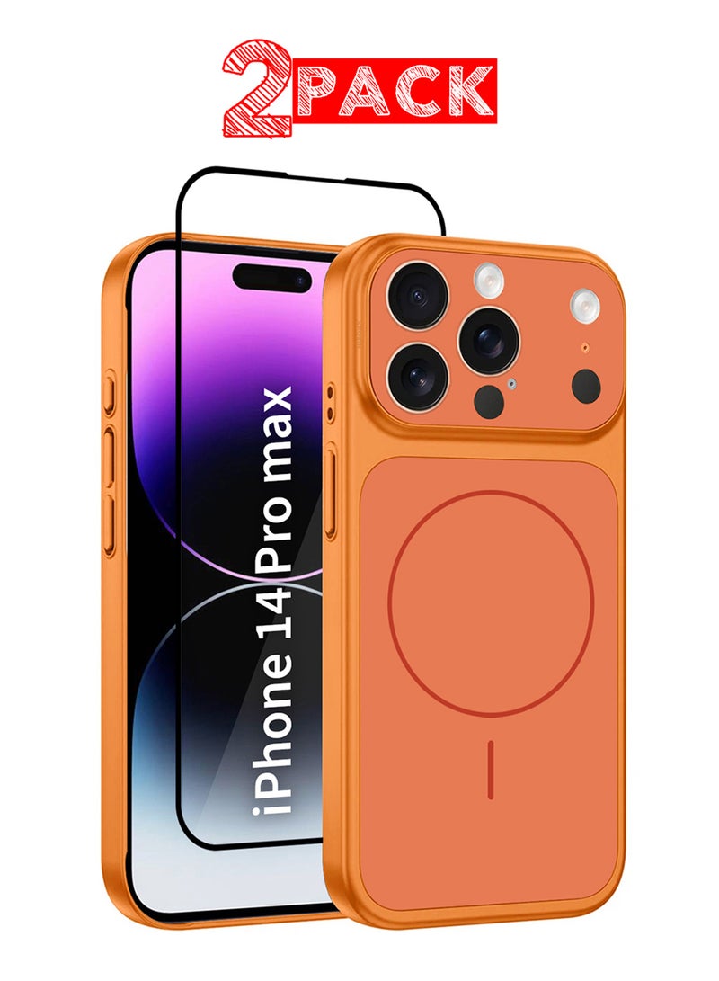 مارجون حافظة ترقية مغناطيسية لجهاز آيفون 14 برو ماكس - تحويل إلى مظهر آيفون 17 برو ماكس - حافظة تدعم الشحن اللاسلكي مع واقي شاشة - Image 1