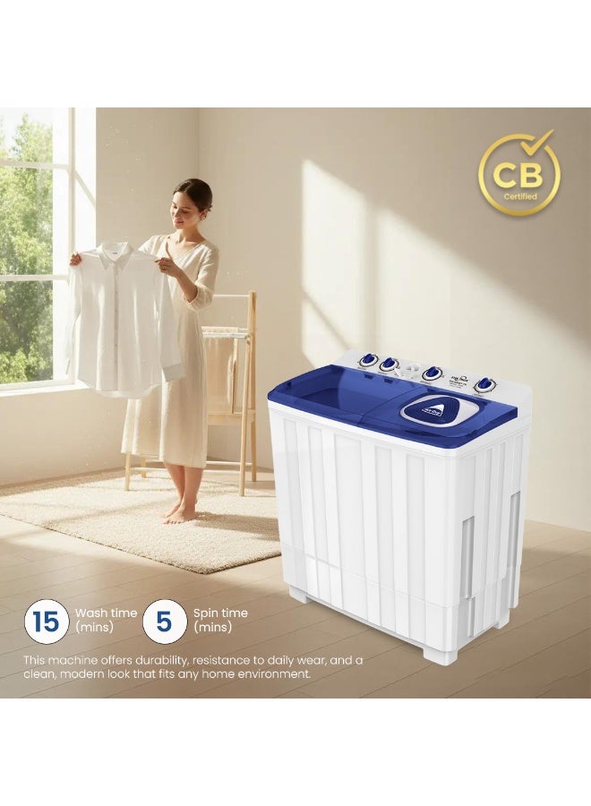 ستار تراك Semi-Automatic Washing Machine, Large Capacity Twin Tub Top Loader with 6.5KG Spinner, Rust-Proof PP Body, Transparent Lids & Easy 4-Knob Mechanical Control - Blue 9 kg 420 W SW-900B1-TK Blue - Image 3