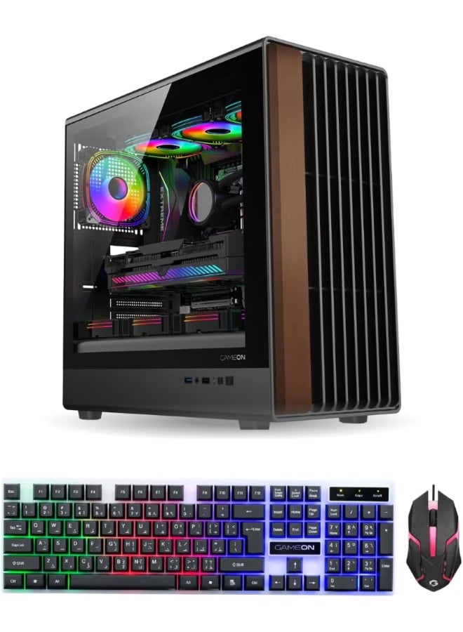 GAMEON Timber Midnight Series Gaming Desktop PC With Intel Core i5-12400F Processor/16GB RAM DDR4/1TB SSD/6GB Nvidia GeForce RTX 3050 Graphics/Windows 11 Pro+ Free Keyboard + Mouse Black - Image 1