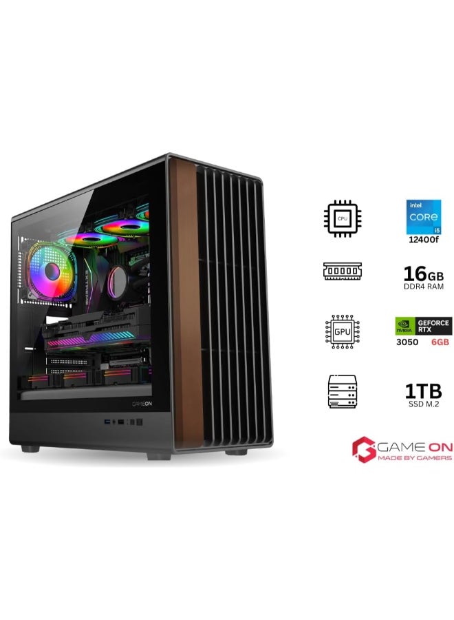 GAMEON Timber Midnight Series Gaming Desktop PC With Intel Core i5-12400F Processor/16GB RAM DDR4/1TB SSD/6GB Nvidia GeForce RTX 3050 Graphics/Windows 11 Pro+ Free Keyboard + Mouse Black - Image 2