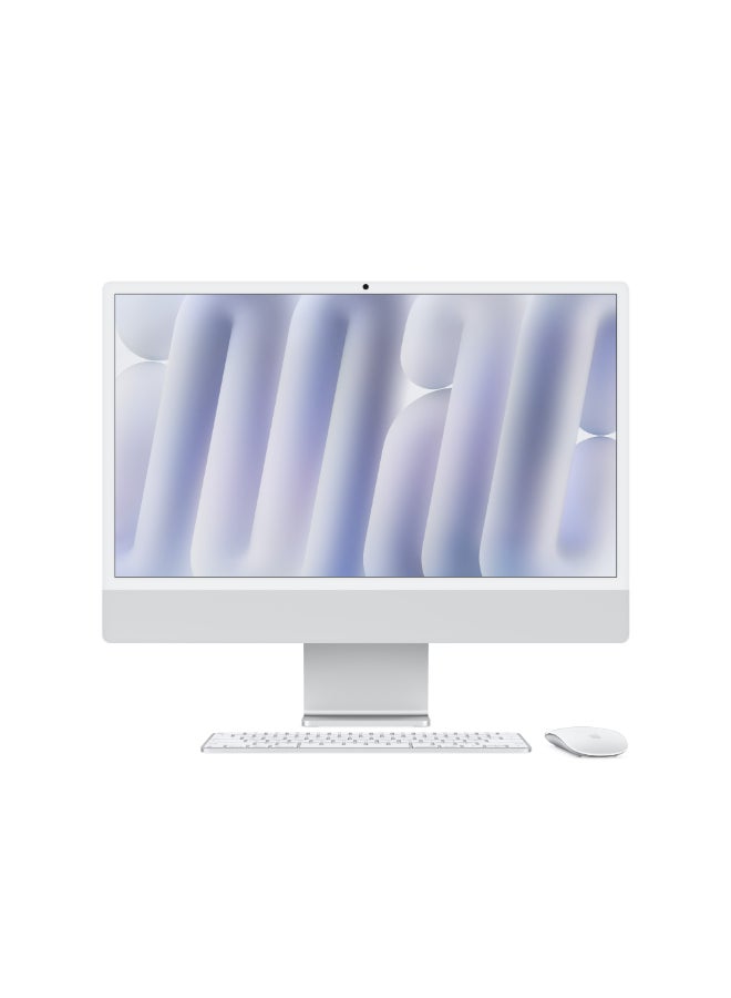 ابل  iMac 24-inch MCR24 with Retina 4.5K Display, M4 Chip 10-Core CPU 10-Core GPU Processor/24GB RAM/512GB SSD/macOS English Silver - Image 1