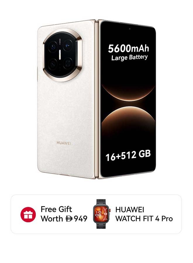 هواوي هاتف ماتي X7 القابل للطي ثنائي الشريحة 16 جيجابايت رام 512 جيجابايت بروكاد أبيض مع ساعة FIT4 PRO مجانية - نسخة الشرق الأوسط - Image 1