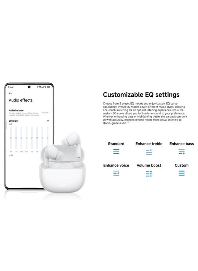 شاومي سماعات Redmi Buds 8 Lite اللاسلكية، إلغاء الضوضاء النشط الهجين 42 ديسيبل، بطارية 8 ساعات/36 ساعة، سائق ديناميكي 12.4 مم، شحن سريع، مكالمات واضحة بميكروفون مزدوج - Image 4