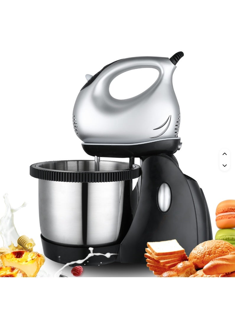 كراون 2-in-1 Professional Hand & Stand Mixer with Stainless Steel Bowl – 1.6L, 360° Rotation, 250W | Ideal for Cake, Egg & Dough Mixing 1.6 L 250 W 37922 Black & Silver - Image 1