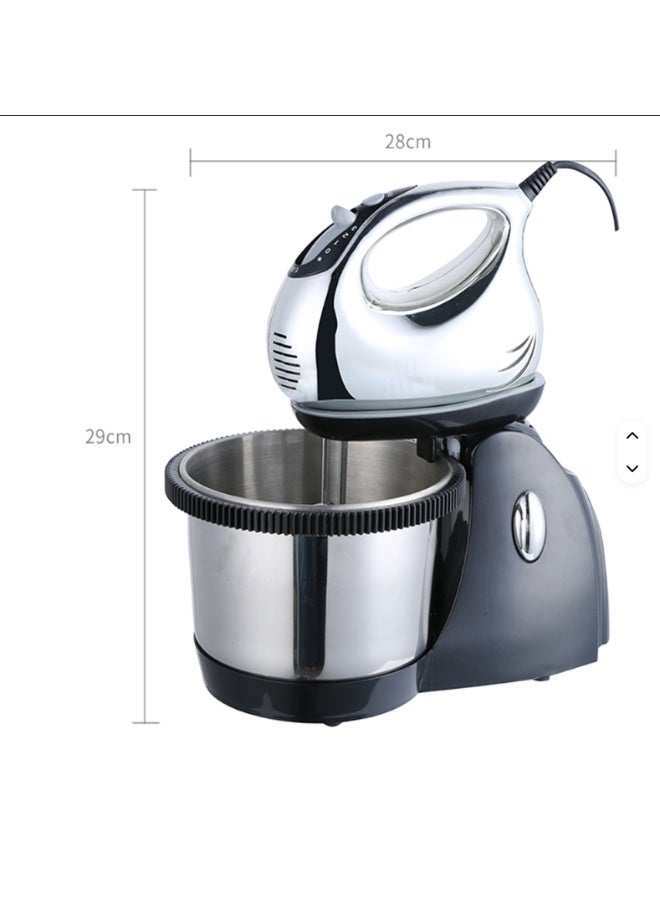 كراون 2-in-1 Professional Hand & Stand Mixer with Stainless Steel Bowl – 1.6L, 360° Rotation, 250W | Ideal for Cake, Egg & Dough Mixing 1.6 L 250 W 37922 Black & Silver - Image 4