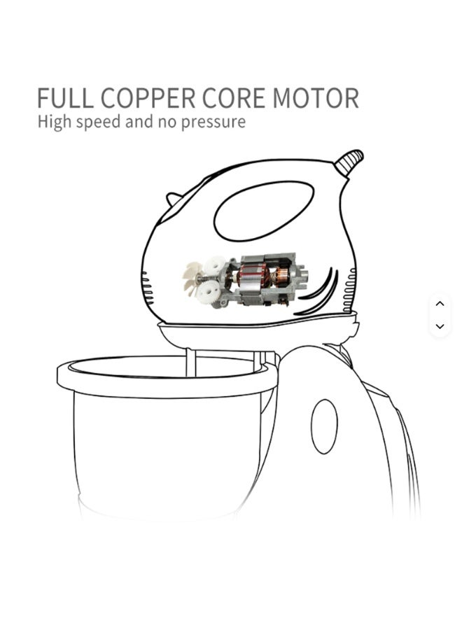 كراون 2-in-1 Professional Hand & Stand Mixer with Stainless Steel Bowl – 1.6L, 360° Rotation, 250W | Ideal for Cake, Egg & Dough Mixing 1.6 L 250 W 37922 Black & Silver - Image 5