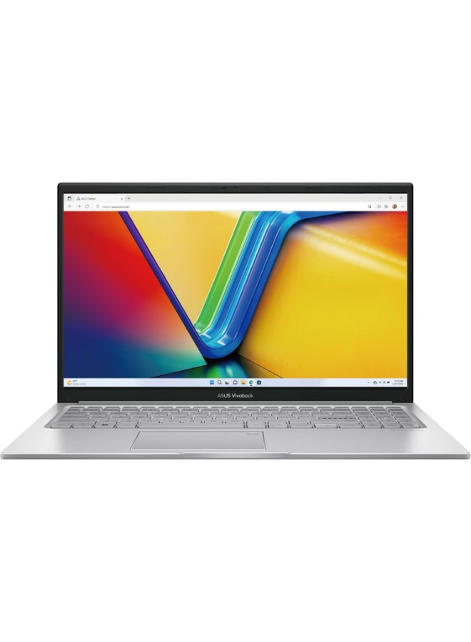 أسوس لابتوب فيفو بوك 15، شاشة 15.6" FHD مضادة للتوهج، معالج إنتل كور i7-1355U، 12GB ذاكرة DDR4، 512GB SSD، رسومات إنتل إيريس Xe، لوحة مفاتيح مضاءة، مستشعر بصمة، ويندوز 11، فضي بارد - Image 1