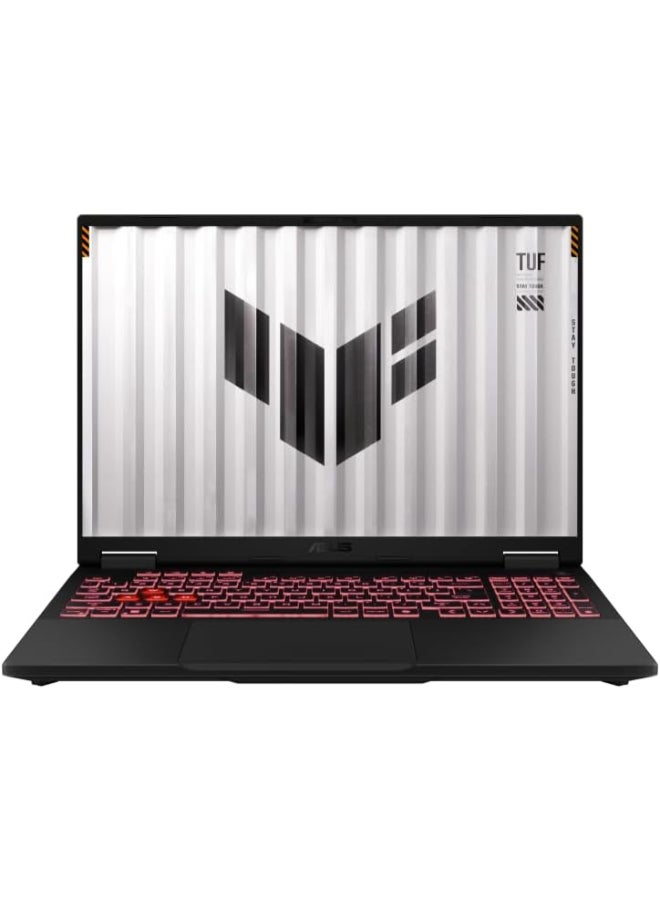 أسوس لابتوب TUF Gaming A16، شاشة 16" FHD+ بتردد 165Hz، معالج AMD Ryzen 7 260، بطاقة NVIDIA GeForce RTX 5060 بسعة 8GB، ذاكرة RAM DDR5 بسعة 16GB، تخزين SSD PCIe 4.0 بسعة 512GB، لوحة مفاتيح Chiclet RGB مضاءة، ويندوز 11، لون رمادي Jaegar - Image 1
