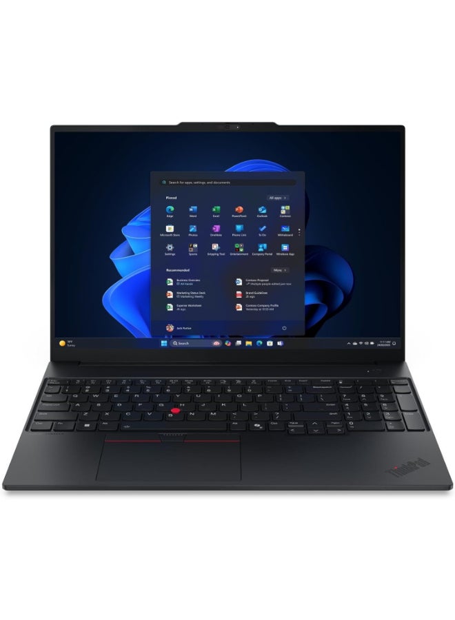 لينوفو لابتوب الأعمال ThinkPad E16 الجيل 3، شاشة 16" WUXGA، معالج Intel Core Ultra 7 255H، 16GB ذاكرة DDR5، 512GB SSD PCIe، رسومات Intel Arc 140T، واي فاي 6E، لوحة مفاتيح إنجليزية مضاءة من الخلف - Image 1