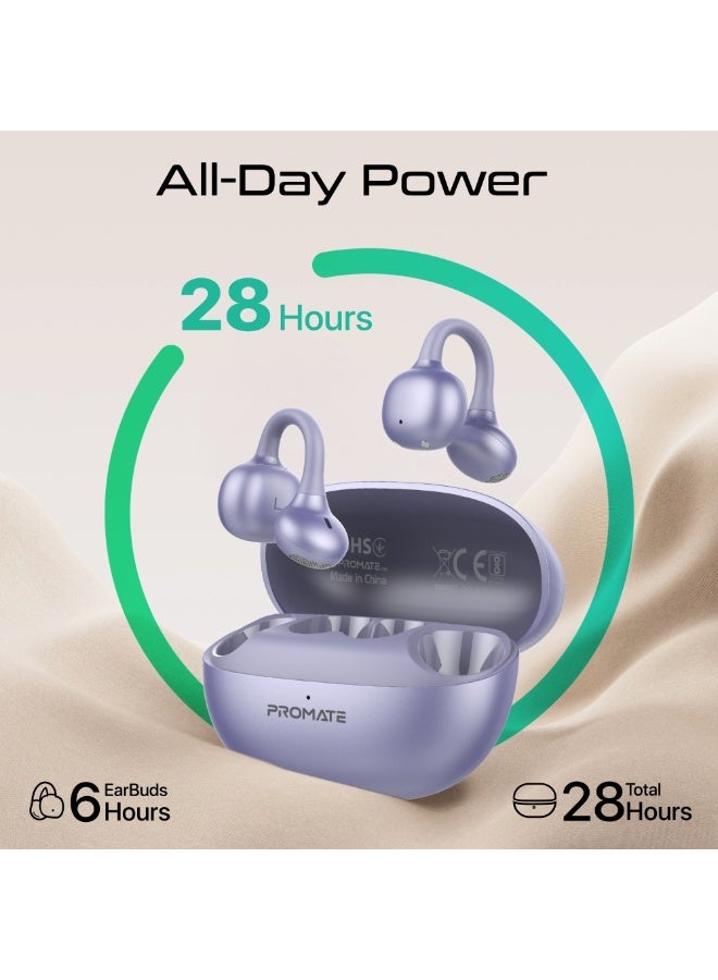 بروميت سماعات أذن لاسلكية حقيقية برومايت إير كليب-برو مفتوحة الأذن، تصميم قابل للتعليق OWS مع محركات 12 مم، بلوتوث 6.0 متعدد النقاط، تحكم باللمس الذكي، ميكروفون واضح، بطارية 28 ساعة، مقاومة للعرق IPX4، علبة شحن آمنة - Image 4