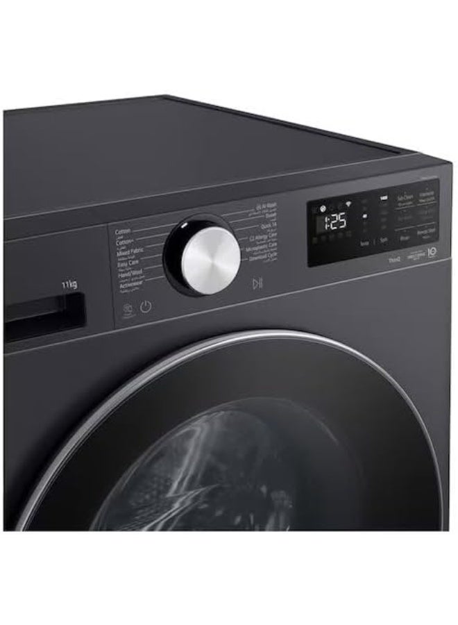 LG 11kg Front Load Washing Machine, AI Direct Drive, Wi-Fi Smart ThinQ, TurboWash 360, Steam Allergy Care, Smart Diagnosis, F4X5EYG24 11 kg - F4X5EYG24 - Silver - Image 4