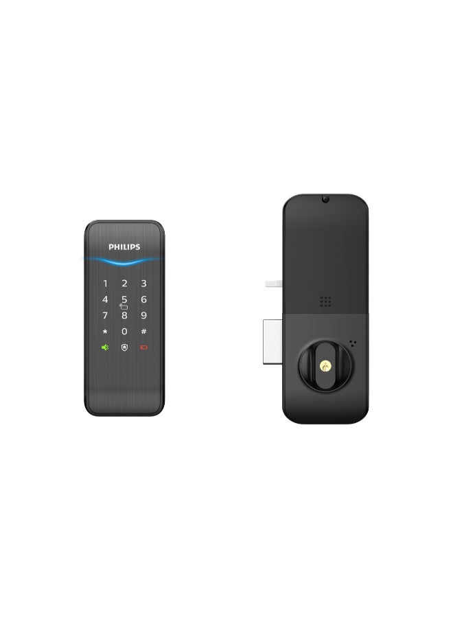 Philips Smart Rim Door Lock 5100 , App Unlock,  Fingerprint, Pin, Key Tag, Mechanical Key, Works With Assistant & Alexa black - Image 3