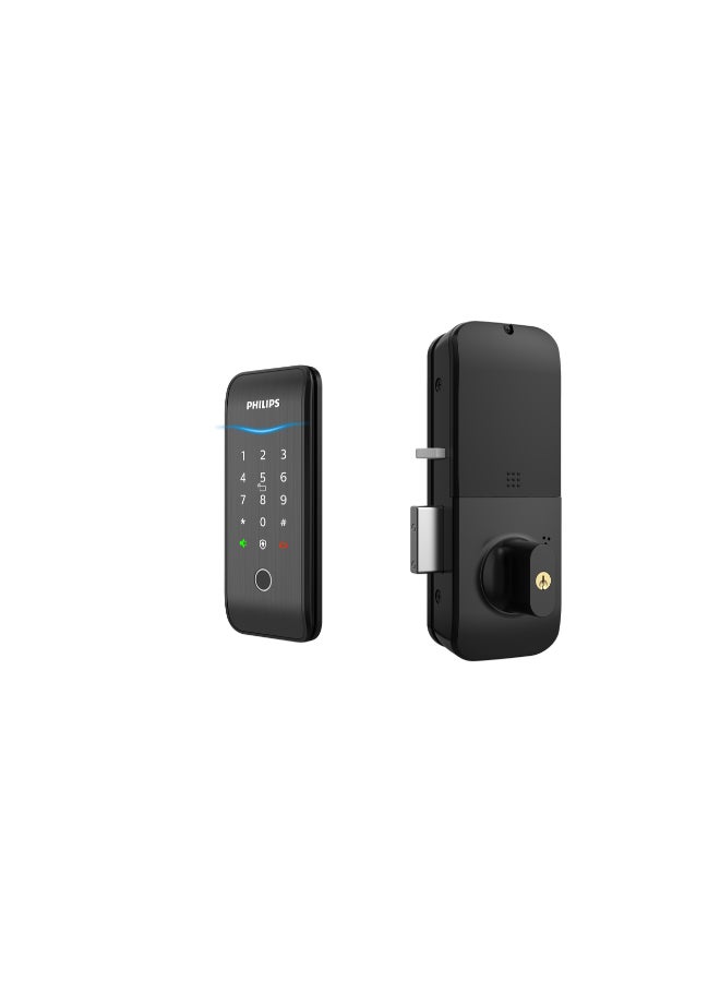 Philips Smart Rim Door Lock 5100 , App Unlock,  Fingerprint, Pin, Key Tag, Mechanical Key, Works With Assistant & Alexa black - Image 5
