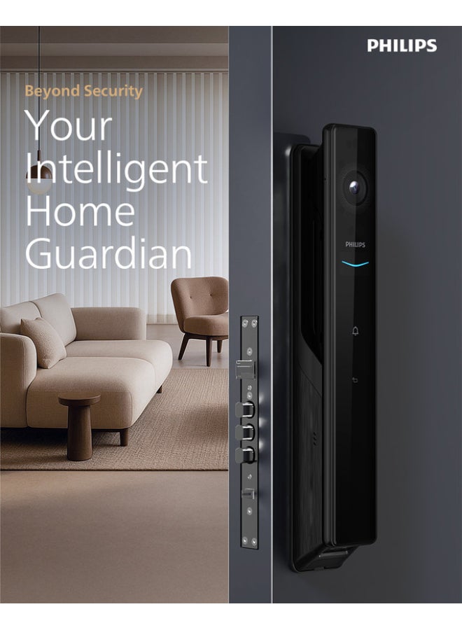 Philips Smart Door Lock 902  Facial Recognition Palm Vein Recognition With Motion Sensor, No-Touch Unlock, Hidden Pin Code, Video Door Viewer, Night Vision, Cloud Storage, 4 HD Display & Alerts 60mm black - Image 2