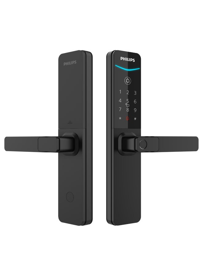 Philips Smart Door Lock 615 45.85 Mm Easykey , Bluetooth App Setup, Offline Pin Sharing, Intuitive Fingerprint, Dual Verification, Hidden Pin, 4 Unlock Methods, Low Battery Alert black - Image 1