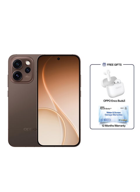 Reno 15 Pro 5G Dual SIM Dusk Brown 12GB RAM 512GB With Gift Enco Buds3 - Middle East Version