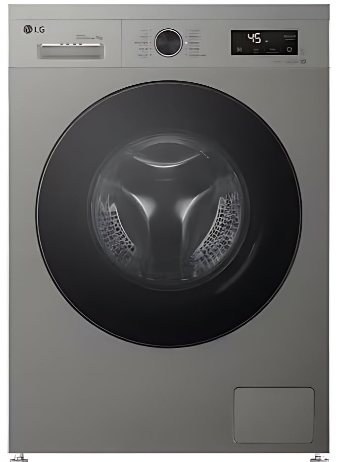 إل جي 9KG Front Load Washing Machine, 1400RPM, Inverter Direct Drive , LG ThinQ, 6 Motio, ThinQ Wi-Fi, Steam Allergy Care, Platinum Silver 9 kg F4Y2VYGYP Platinum Silver - Image 1