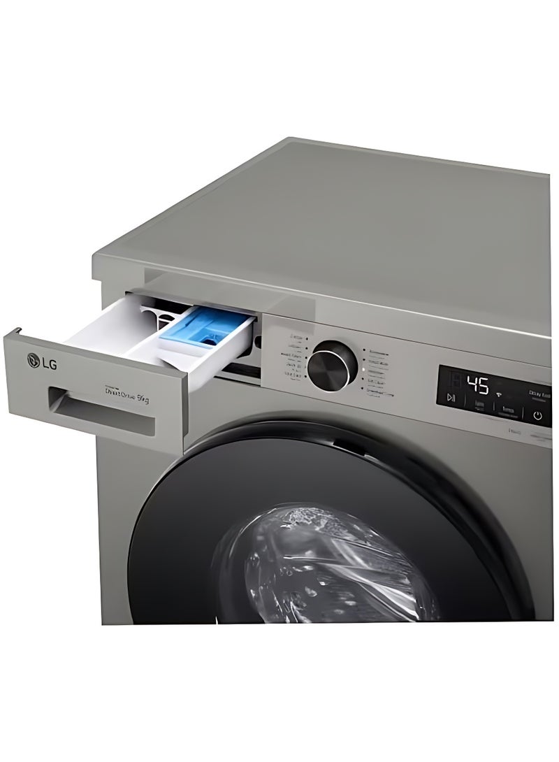إل جي 9KG Front Load Washing Machine, 1400RPM, Inverter Direct Drive , LG ThinQ, 6 Motio, ThinQ Wi-Fi, Steam Allergy Care, Platinum Silver 9 kg F4Y2VYGYP Platinum Silver - Image 5
