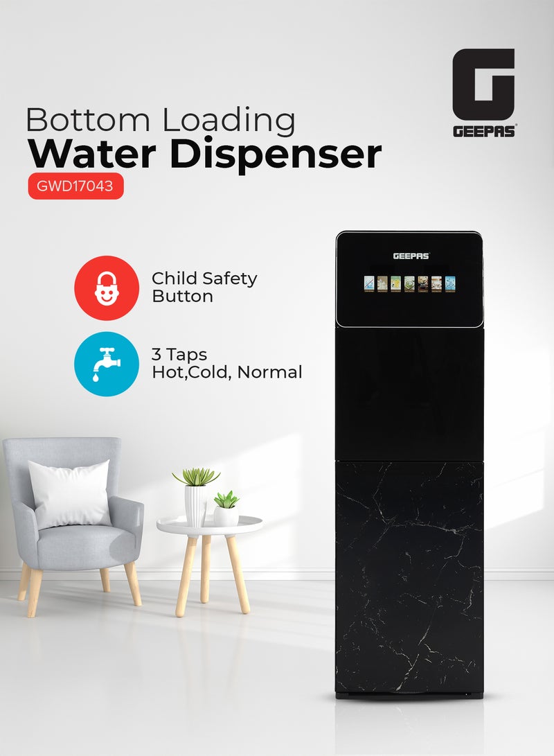 Geepas Digital Bottom Loading Water Dispenser tainless Steel Tank, Touchscreen Display/ 6 Preset Temperatures, Hot and Cold Use, Luxury Design, Perfect for Home, School, Apartments, Office, etc./ Black, 2 Year Warranty GWD17043 BLACK - Image 1