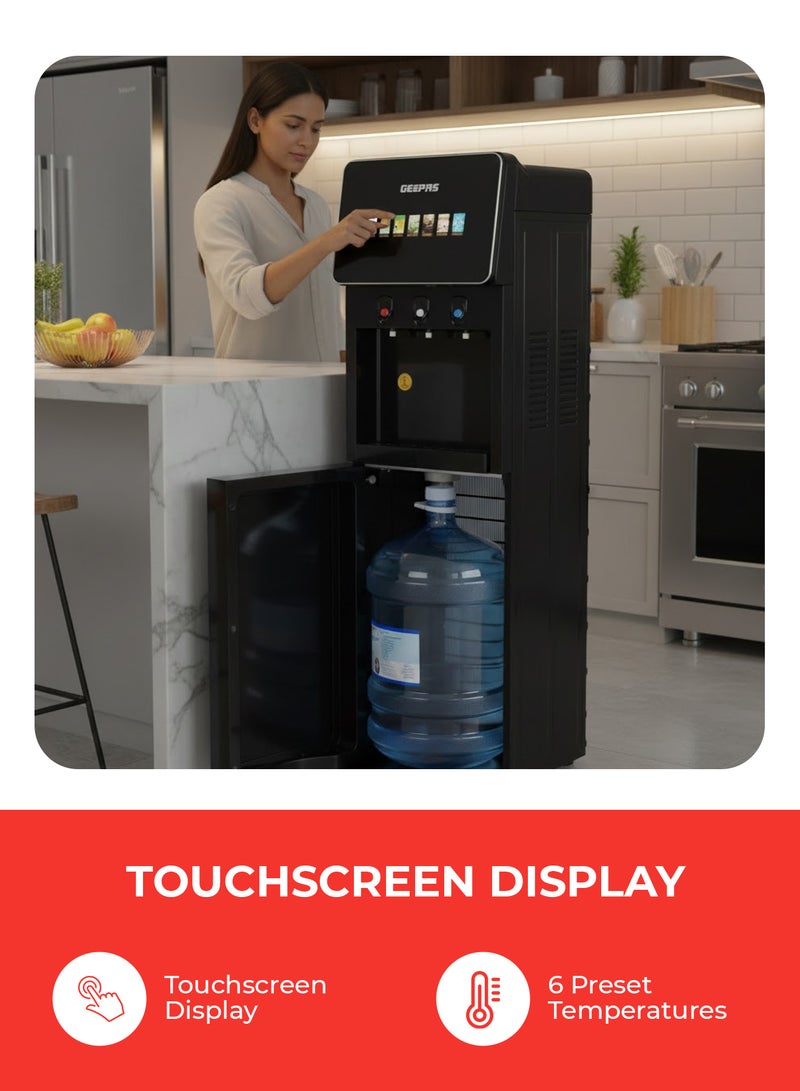 Geepas Digital Bottom Loading Water Dispenser tainless Steel Tank, Touchscreen Display/ 6 Preset Temperatures, Hot and Cold Use, Luxury Design, Perfect for Home, School, Apartments, Office, etc./ Black, 2 Year Warranty GWD17043 BLACK - Image 4
