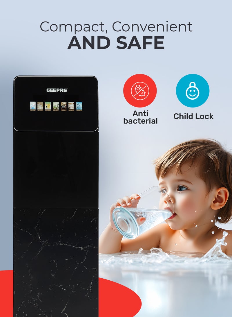 Geepas Digital Bottom Loading Water Dispenser tainless Steel Tank, Touchscreen Display/ 6 Preset Temperatures, Hot and Cold Use, Luxury Design, Perfect for Home, School, Apartments, Office, etc./ Black, 2 Year Warranty GWD17043 BLACK - Image 5