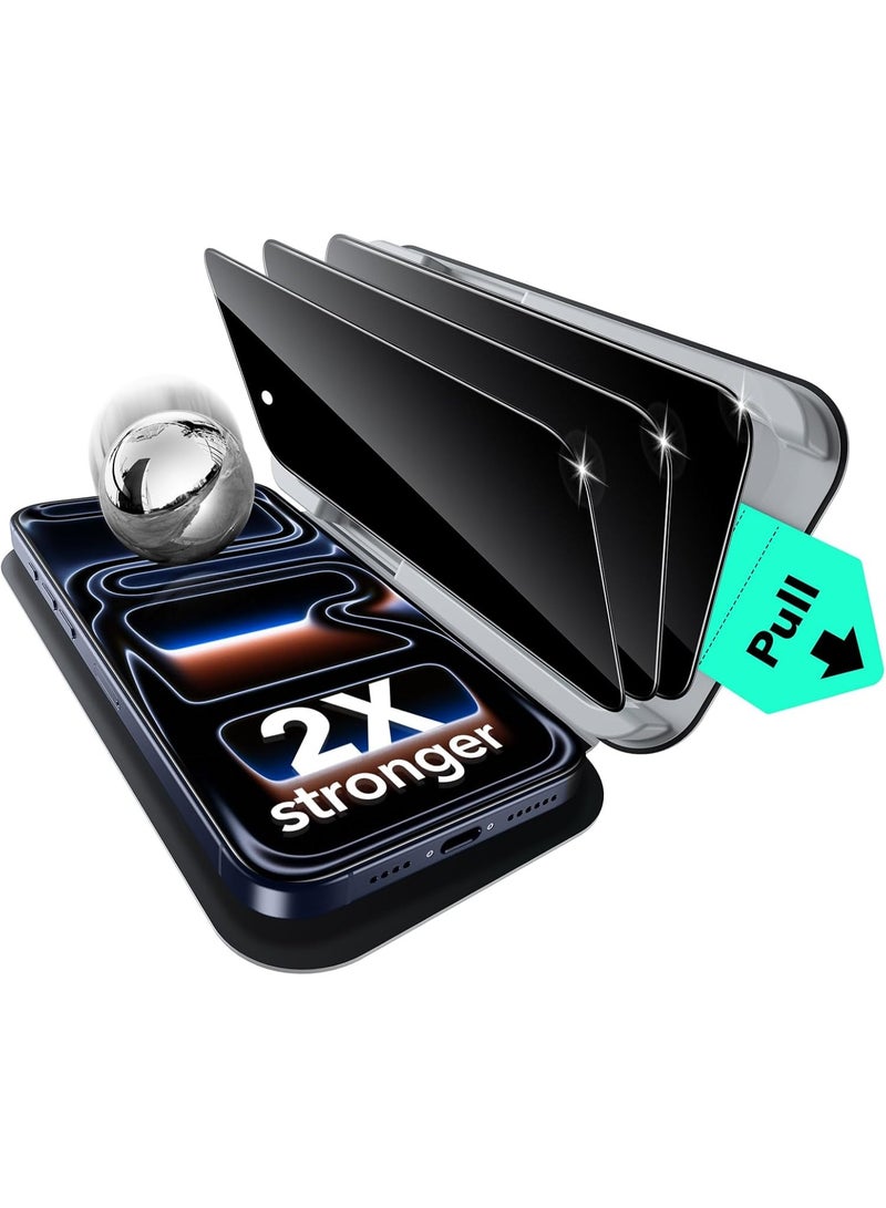 ESR 3 Pack for iPhone 17 Pro Max Privacy Screen Protector, Military Grade Shatterproof, 9H Hardness, Anti-spy Tempered Glass with UltraFit Tray Privacy