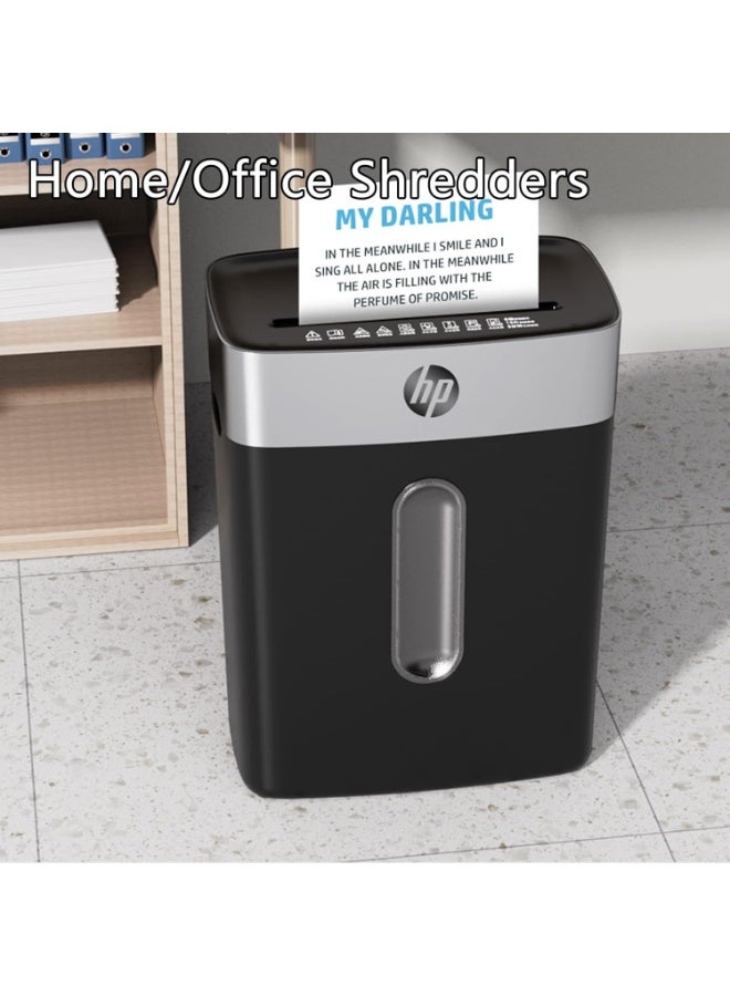 HP OneShred 8CC Black Office Paper Shredder Machine, P-4 Security, Cross Cut, 8 Sheets, 15L Bin - 2827 Black - Image 4