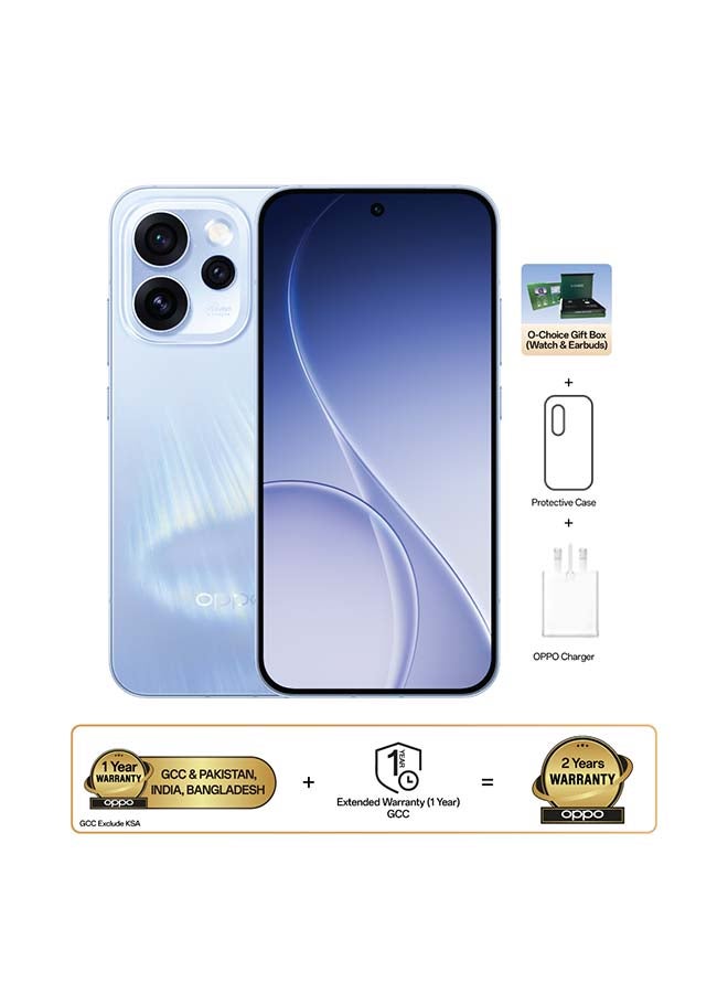 Reno15 Pro AI Phone Dual SIM 5G Aurora Blue 12GB RAM 512GB With O-CHOICE TWS Buds And Smart Watch - Middle East Version
