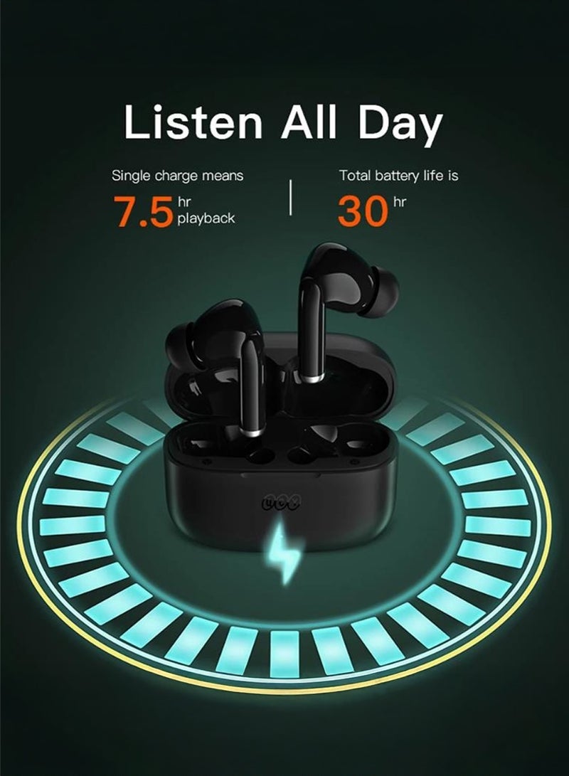 كيو سي واي سماعات أذن ذكية لاسلكية QCy T19 مع ميكروفون رباعي وENC مكالمات ستيريو HD بلوتوث 5.1 تحكم باللمس زمن استجابة منخفض 30 ساعة عمر بطارية فائق الطول أسود، T19-BLACK - Image 5