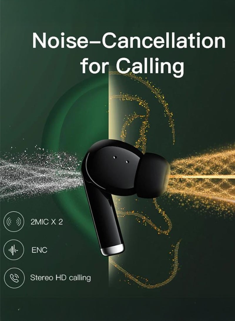 كيو سي واي سماعات أذن ذكية لاسلكية QCy T19 مع ميكروفون رباعي وENC مكالمات ستيريو HD بلوتوث 5.1 تحكم باللمس زمن استجابة منخفض 30 ساعة عمر بطارية فائق الطول أسود، T19-BLACK - Image 4