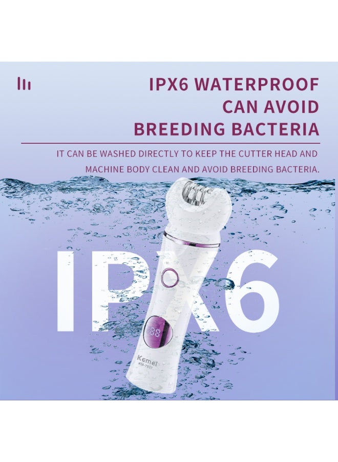 Kemei KM-7937 5in1 Electric Epilator USB Recharger Hair Removal Appliances Lady Electric Feet Grinder Different Heads - Image 3