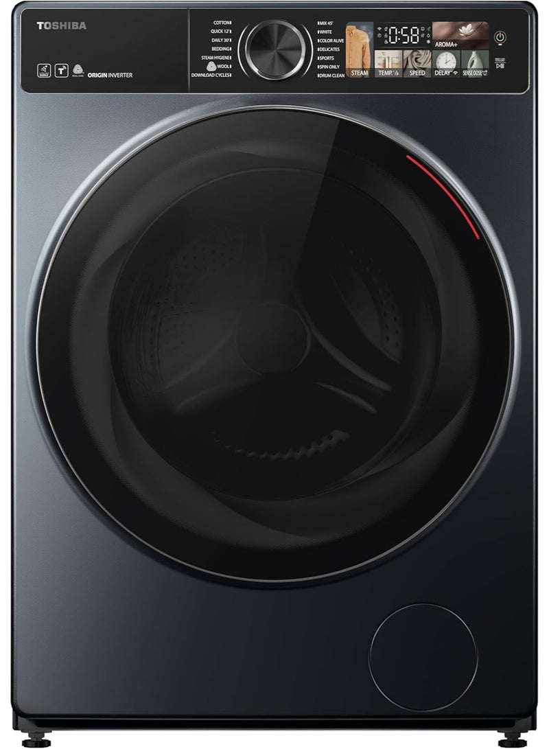 توشيبا Washer Dryer 10.5/7 KG , Inverter Motor, 1400 Rbm, Ultra Fine Bubble, Steam, Touch Screen, Morandi Grey, Washer Dryer 10.5 kg TW-T25BZU115MWEG(MG) Morandi Grey - Image 1