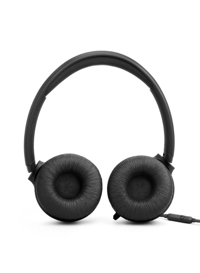جي بي إل JBL Tune 530 Wired On-Ear Headphones with Pure Bass Sound, Hands-Free Calls, One-Button Remote, Lightweight Foldable Design & Tangle-Free Flat Cable Black - Image 3
