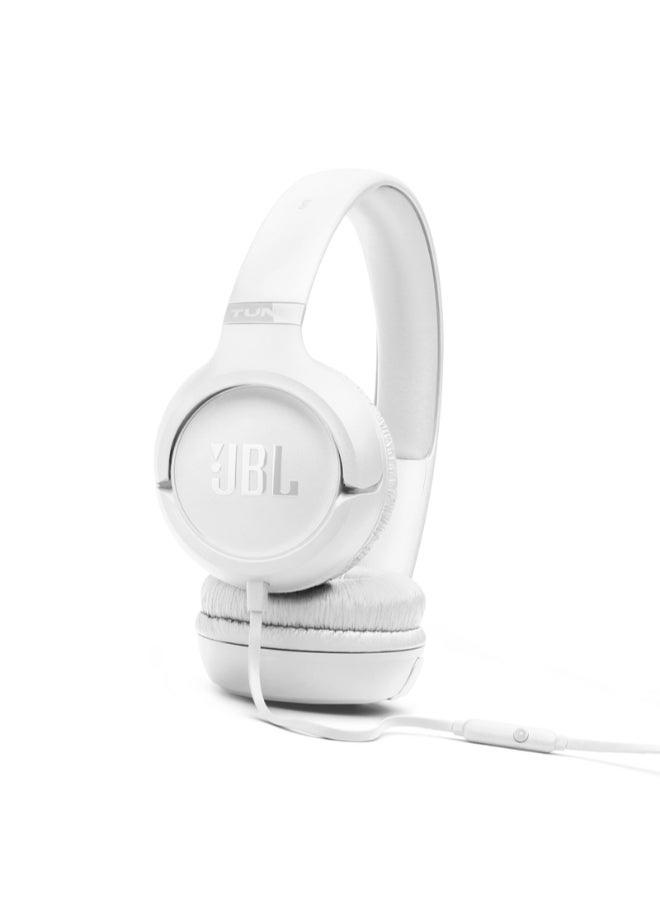 جي بي إل JBL Tune 530 Wired On-Ear Headphones with Pure Bass Sound, Hands-Free Calls, One-Button Remote, Lightweight Foldable Design & Tangle-Free Flat Cable White - Image 4