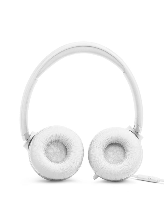 جي بي إل JBL Tune 530 Wired On-Ear Headphones with Pure Bass Sound, Hands-Free Calls, One-Button Remote, Lightweight Foldable Design & Tangle-Free Flat Cable White - Image 3