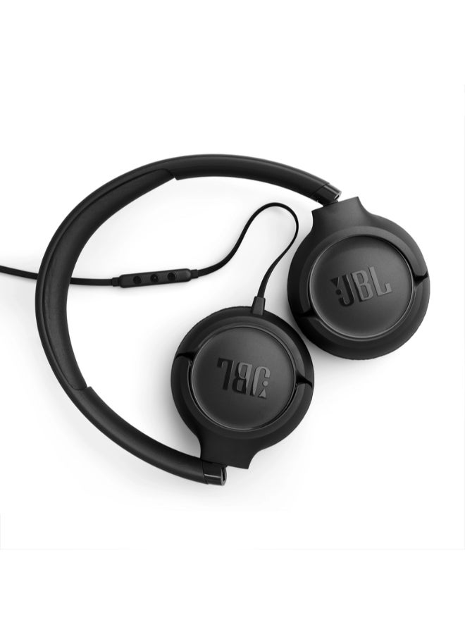 JBL Tune 530C USB-C Wired On-Ear Headphones with Hi-Res Audio, Pure Bass Sound, 3-Button Mic Remote, Easy EQ Presets, Lightweight Foldable Design, Tangle-Free Flat Cable – Black - Image 3
