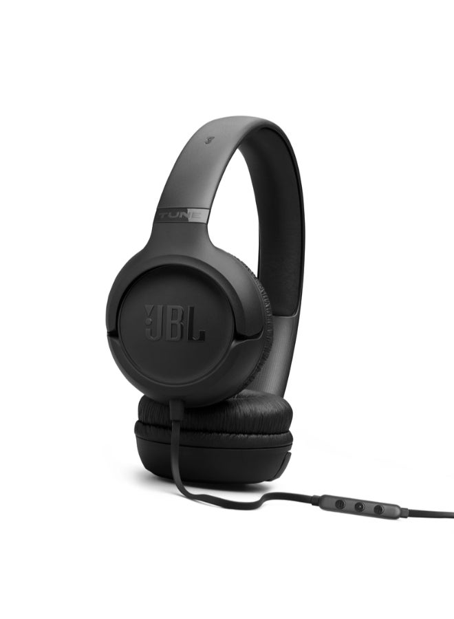 JBL Tune 530C USB-C Wired On-Ear Headphones with Hi-Res Audio, Pure Bass Sound, 3-Button Mic Remote, Easy EQ Presets, Lightweight Foldable Design, Tangle-Free Flat Cable – Black - Image 4