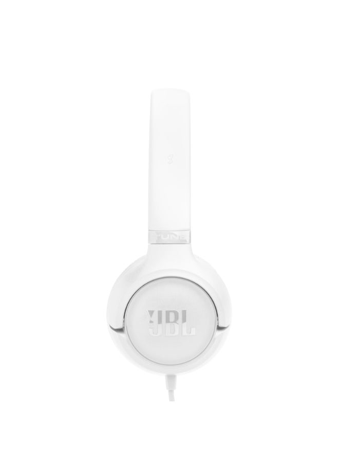JBL Tune 530C USB-C Wired On-Ear Headphones with Hi-Res Audio, Pure Bass Sound, 3-Button Mic Remote, Easy EQ Presets, Lightweight Foldable Design, Tangle-Free Flat Cable White - Image 5