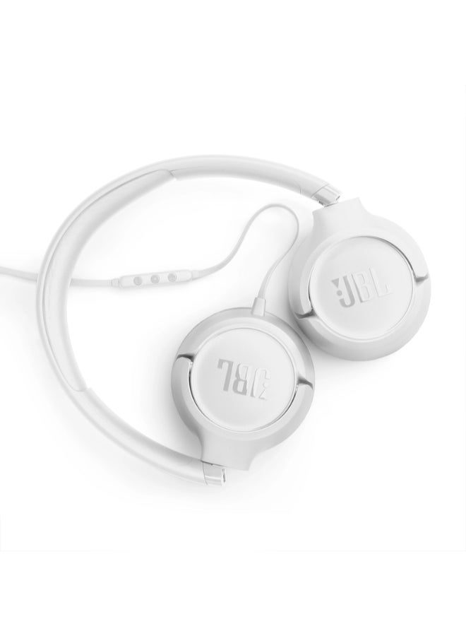 JBL Tune 530C USB-C Wired On-Ear Headphones with Hi-Res Audio, Pure Bass Sound, 3-Button Mic Remote, Easy EQ Presets, Lightweight Foldable Design, Tangle-Free Flat Cable White - Image 2