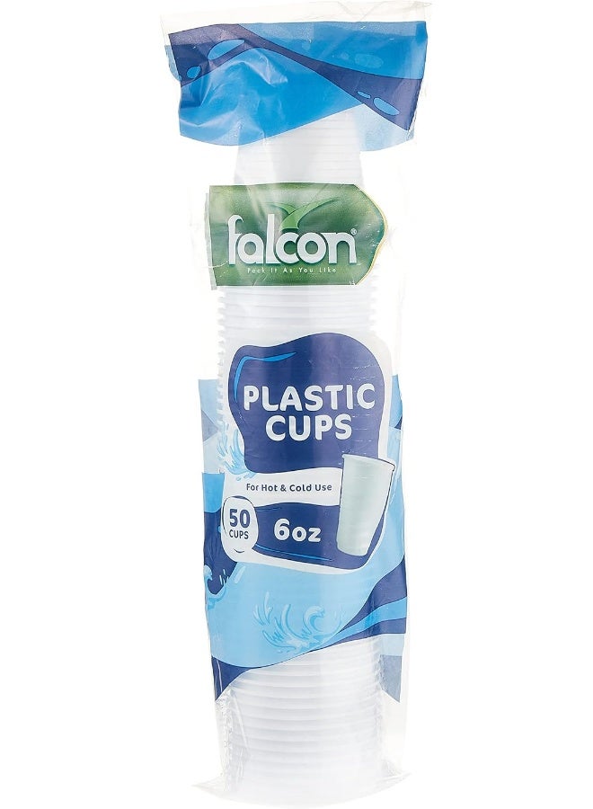 Falconpack Falcon Plastic Cup 6 Oz - 50 Pieces White - Image 1