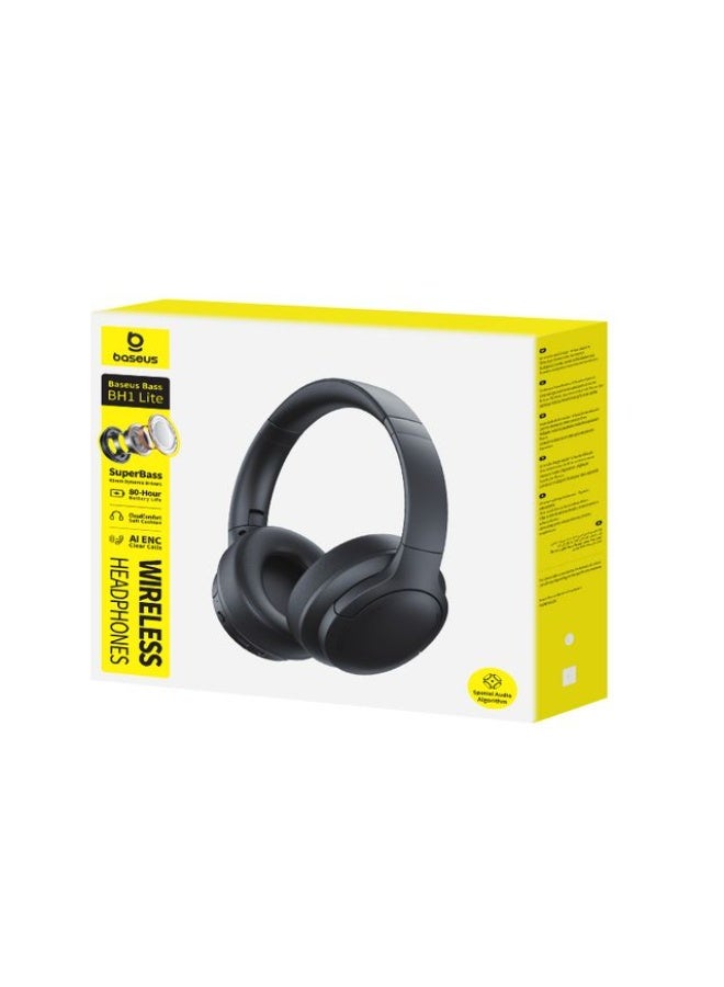 بيسوس Bass BH1 Lite Wireless Bluetooth Headphones – Powerful Bass Sound – Cosmic Black - Image 5