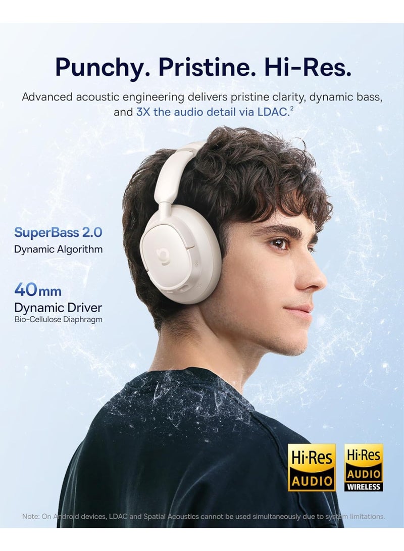 بيسوس Bass BH1 Lite Wireless Bluetooth Headphones – Powerful Bass Sound – Off-White - Image 4