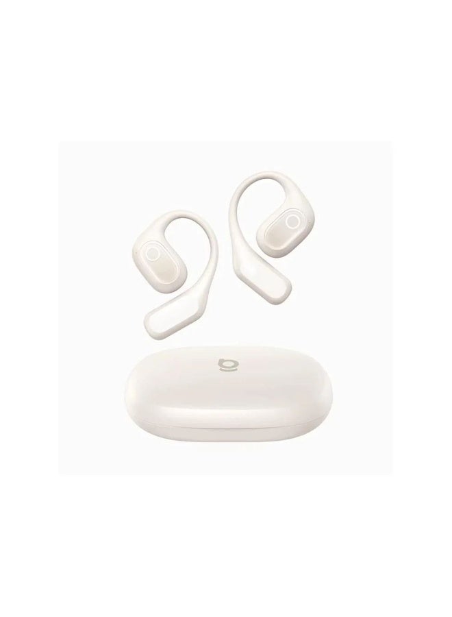 بيسوس Eli 2i Fit Open-Ear Wireless Earbuds – Secure Fit, Clear Sound & 36H Battery - Off-White