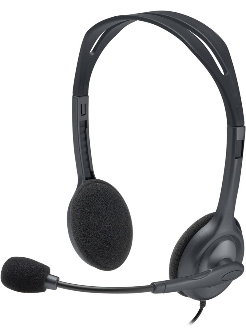 Logitech H111 Wired Headset, Stereo Headphones with Noise-Cancelling Microphone, 3.5 mm Audio Jack - Black - Image 4