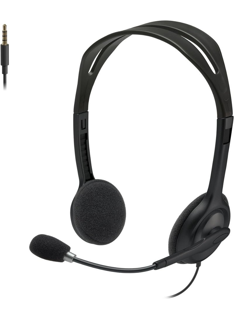 Logitech H111 Wired Headset, Stereo Headphones with Noise-Cancelling Microphone, 3.5 mm Audio Jack - Black - Image 1