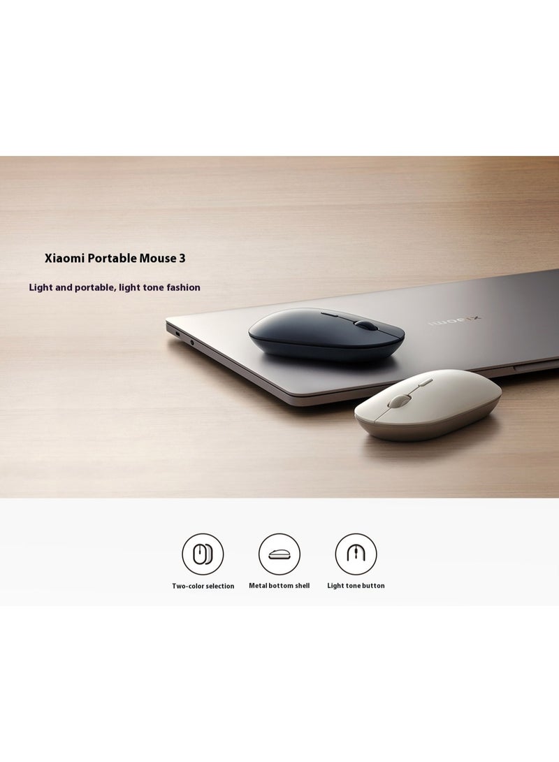 شاومي Portable Mouse 3 Mini Mute Button Computer Mouse Bluetooth Wireless, XMBXSB01YM , Beige - Image 2