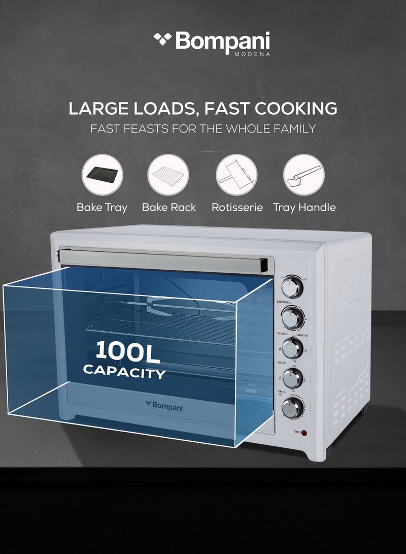 Bompani 100L Electric Oven with Rotisserie & Convection 2800W Large Capacity Oven, Double Glass Door, 120-Min Timer, Adjustable Thermostat – (1 Year Warranty) 100 L 2800 W BEO120I grey - Image 4
