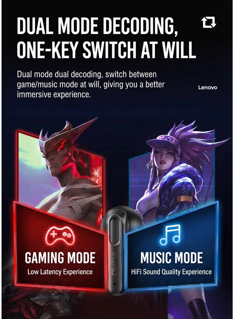 Lenovo EA120 True Wireless Earbuds, New Bluetooth 5.4 Headphones with LED Digital Battery Display, Smart Touch Control, HiFi Stereo Bass, HD Mic, Low Latency Gaming - Black black - Image 4