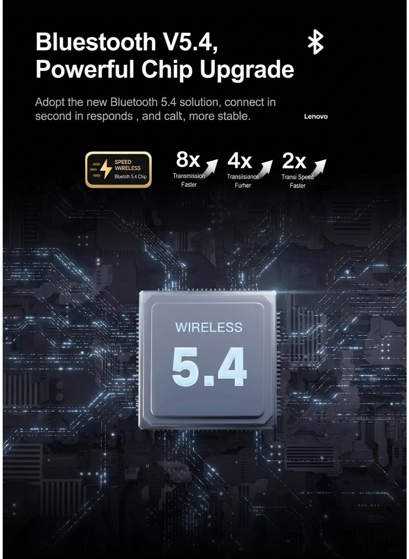 Lenovo EA120 True Wireless Earbuds, New Bluetooth 5.4 Headphones with LED Digital Battery Display, Smart Touch Control, HiFi Stereo Bass, HD Mic, Low Latency Gaming - Black black - Image 5